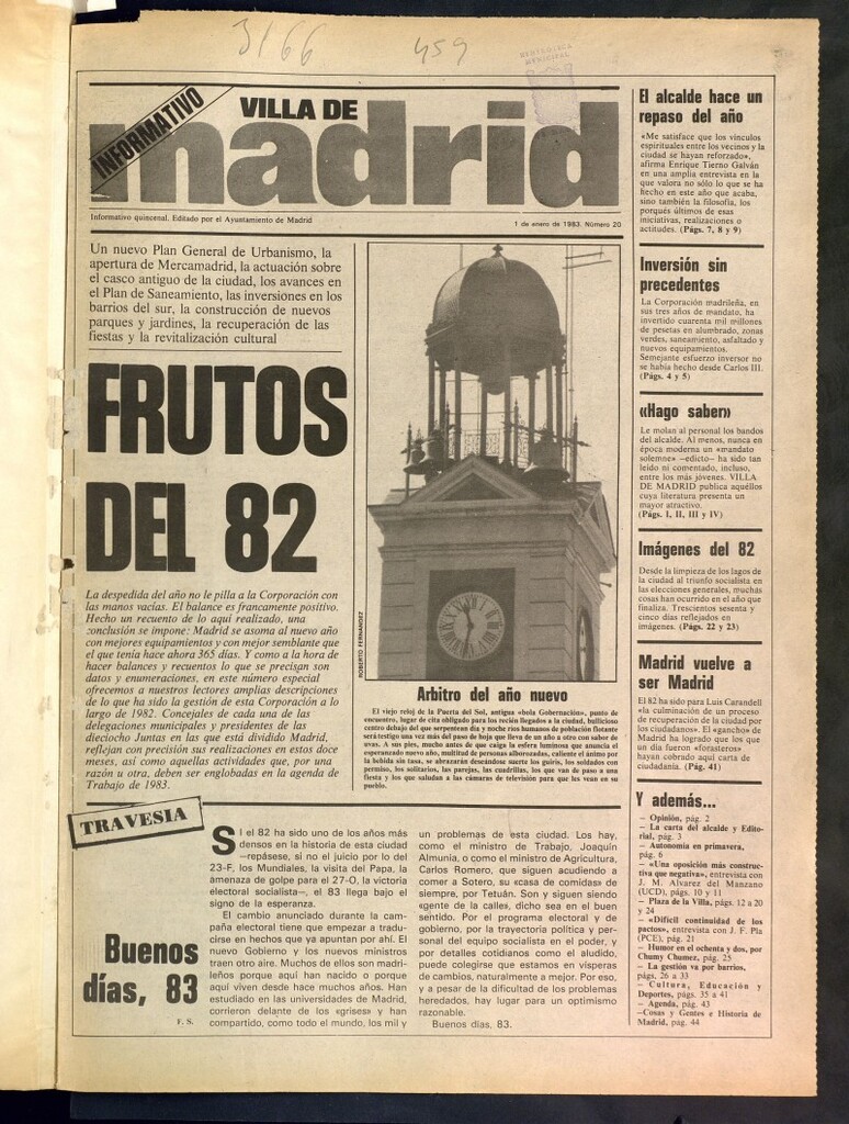 Miniatura de Villa de Madrid: informativo quincenal del 1 de enero de 1983, Nº 20