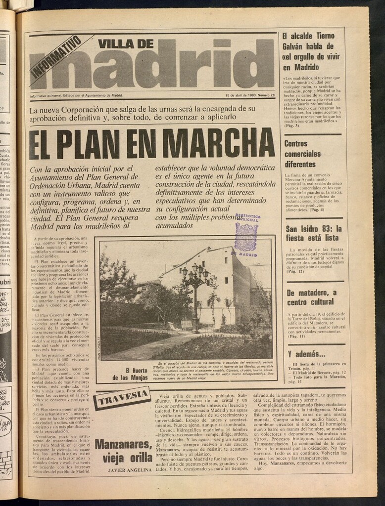Miniatura de Villa de Madrid: informativo quincenal del 15 de abril de 1983, Nº 26