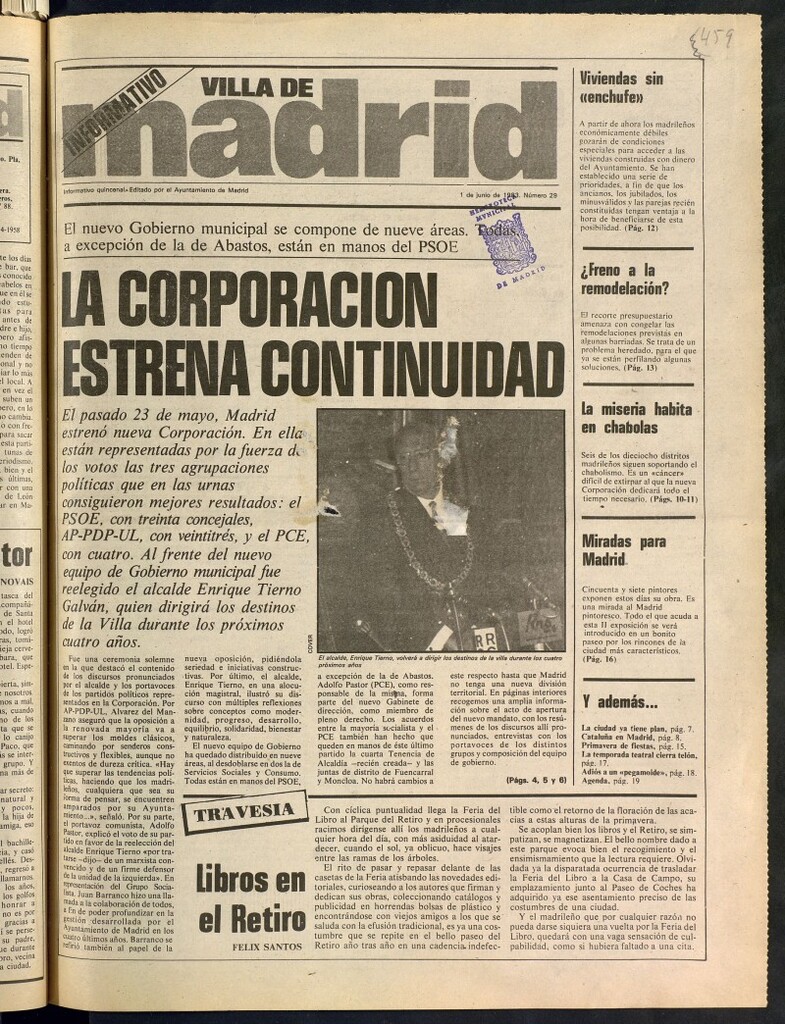 Miniatura de Villa de Madrid: informativo quincenal del 1 de junio de 1983, nº 29