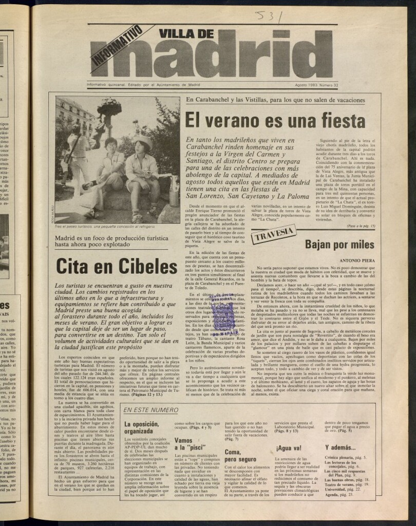 Miniatura de Villa de Madrid: informativo quincenal del 1 de agosto de 1983, nº 32