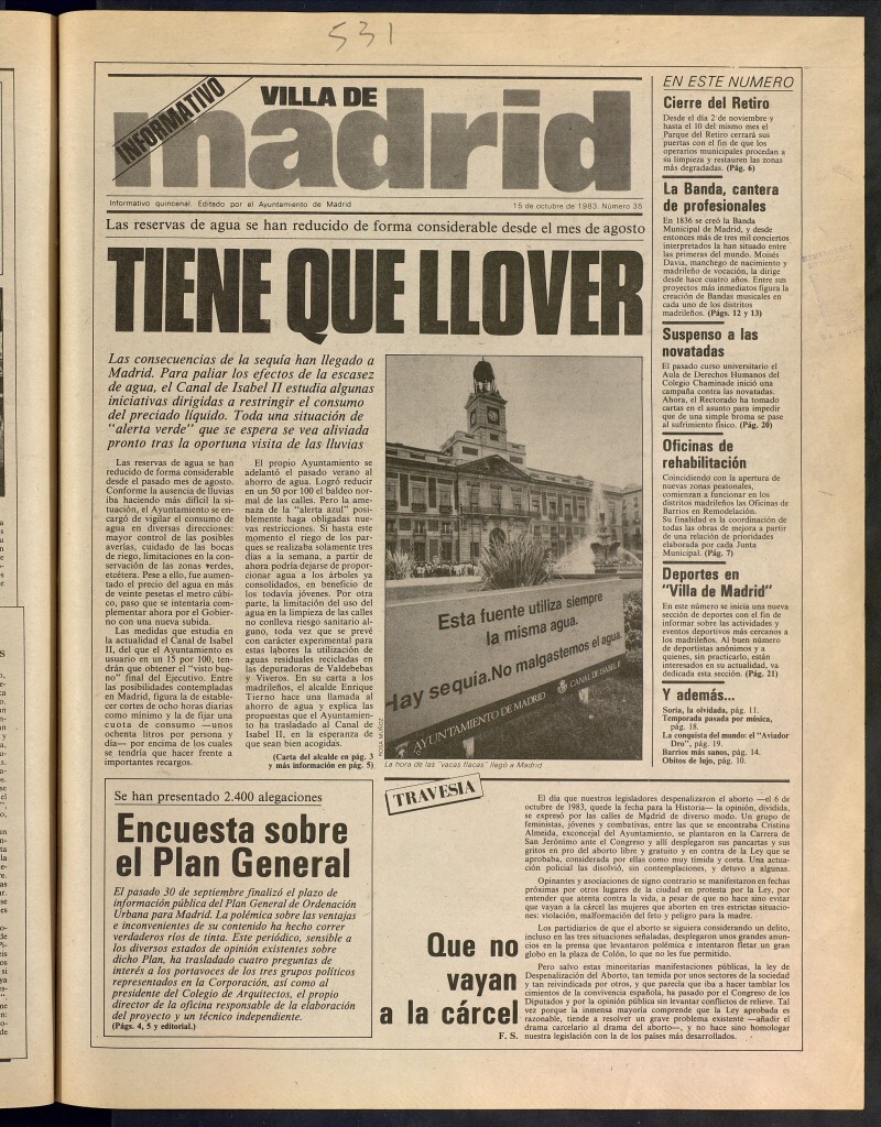 Miniatura de Villa de Madrid: informativo quincenal del 15 de octubre de 1983, nº 35