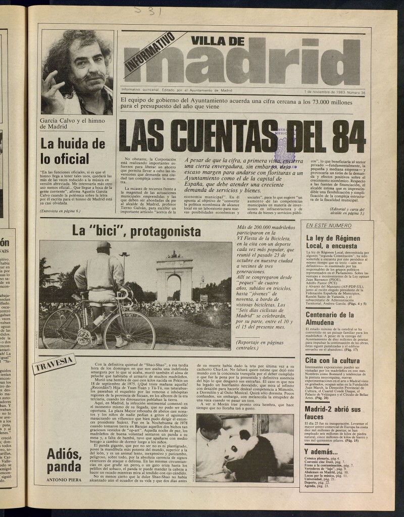 Miniatura de Villa de Madrid: informativo quincenal del 1 de noviembre de 1983, nº 36