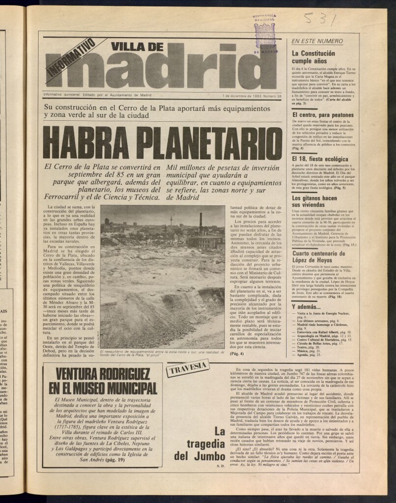 Miniatura de Villa de Madrid: informativo quincenal del 1 de diciembre de 1983, nº 38