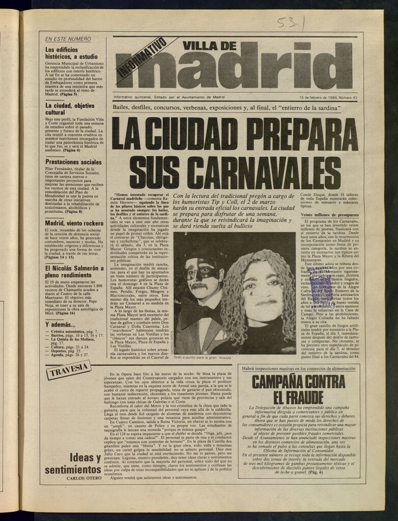 Miniatura de Villa de Madrid: informativo quincenal del 15 de febrero de 1984, nº 42