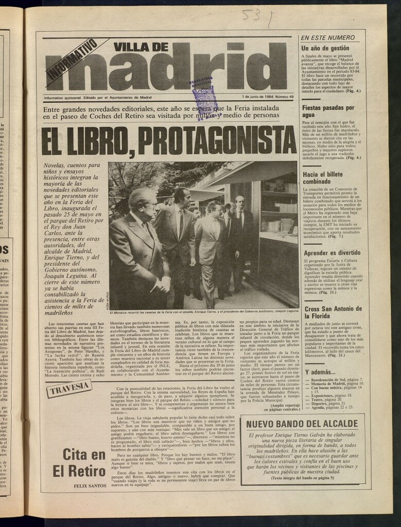 Miniatura de Villa de Madrid: informativo quincenal del 1 de junio de 1984, nº 49