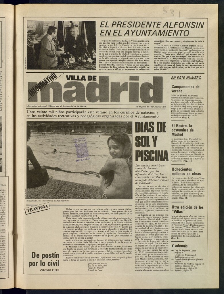 Miniatura de Villa de Madrid: informativo quincenal del 15 de junio de 1984, nº 50