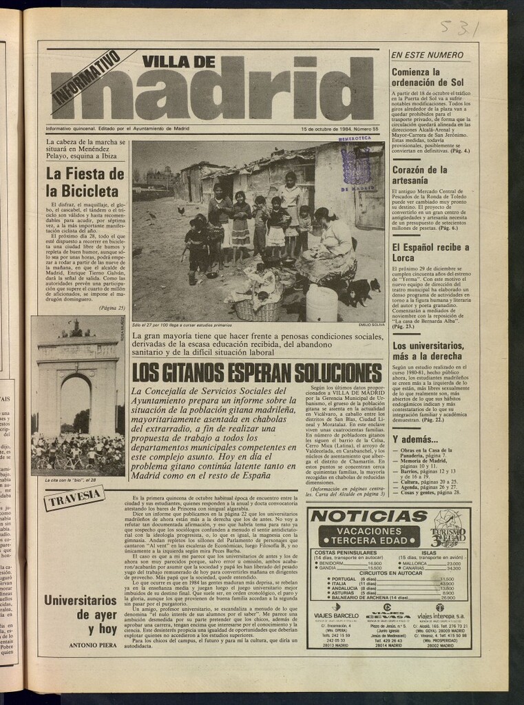 Miniatura de Villa de Madrid: informativo quincenal del 15 de octubre de 1984, nº 55