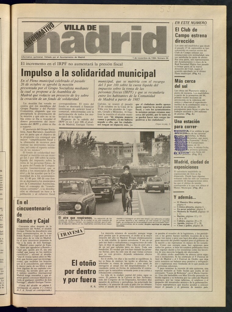 Miniatura de Villa de Madrid: informativo quincenal del 1 de noviembre de 1984, nº 56