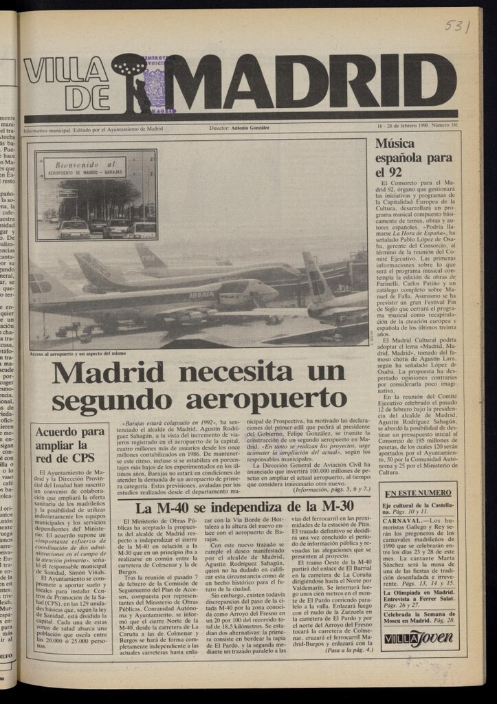 Miniatura de Villa de Madrid: informativo quincenal del 16 de febrero de 1990, nº 161
