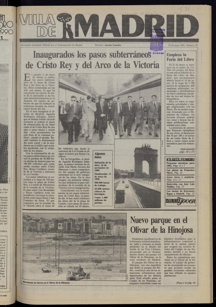Miniatura de Villa de Madrid: informativo quincenal del 23 de mayo de 1990, nº 167