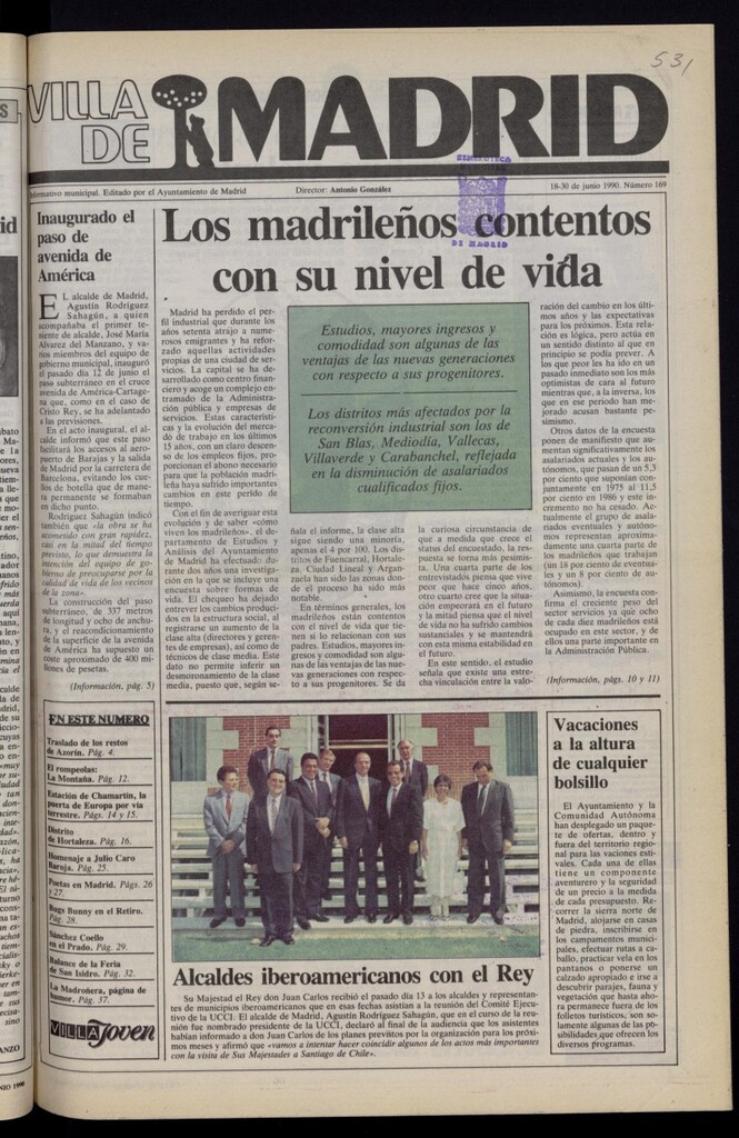 Miniatura de Villa de Madrid: informativo quincenal del 18 de junio de 1990, nº 169