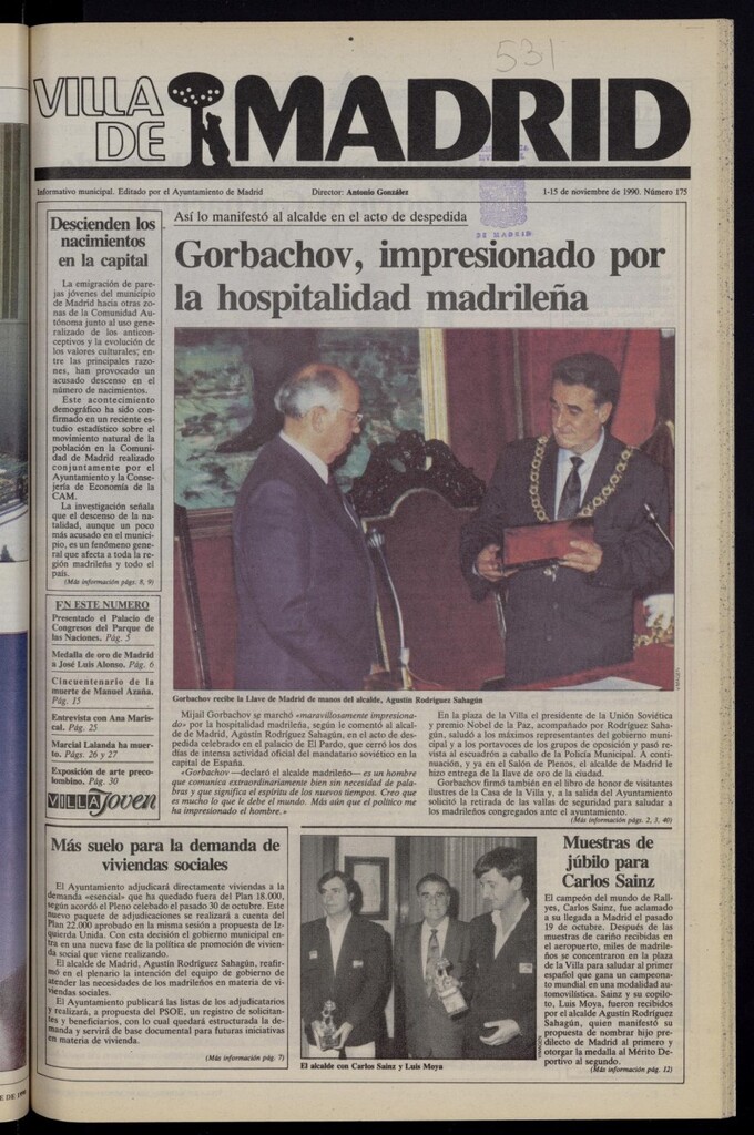 Miniatura de Villa de Madrid: informativo quincenal del 1 de noviembre de 1990, nº 175