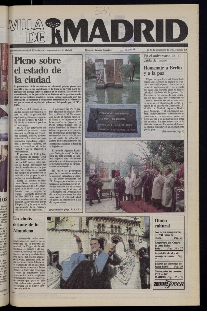 Miniatura de Villa de Madrid: informativo quincenal del 16 de noviembre de 1990, nº 176