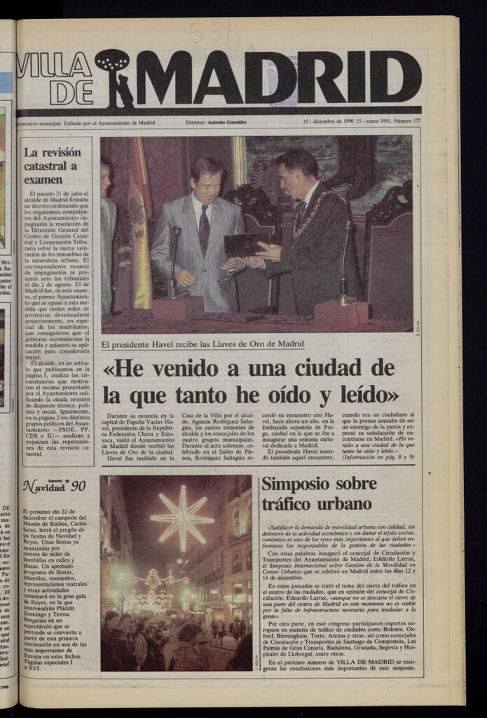 Miniatura de Villa de Madrid: informativo quincenal del 15 de diciembre de 1990, nº 177