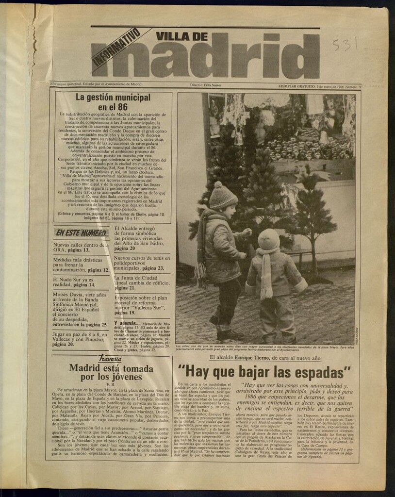 Miniatura de Villa de Madrid: informativo quincenal del 1 de enero de 1986. Número 79