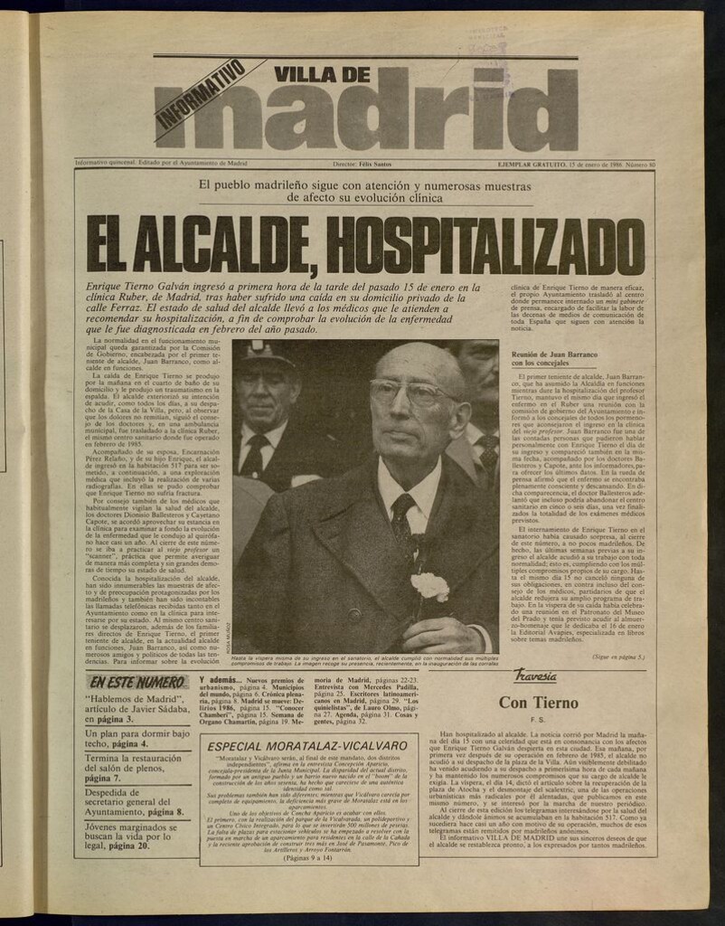 Miniatura de Villa de Madrid: informativo quincenal del 15 de enero de 1986. Número 80