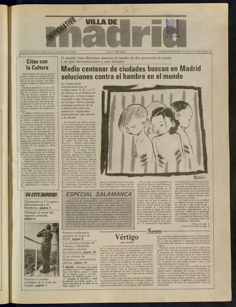 Miniatura de Villa de Madrid: informativo quincenal del 15 de febrero de 1986. Número 83