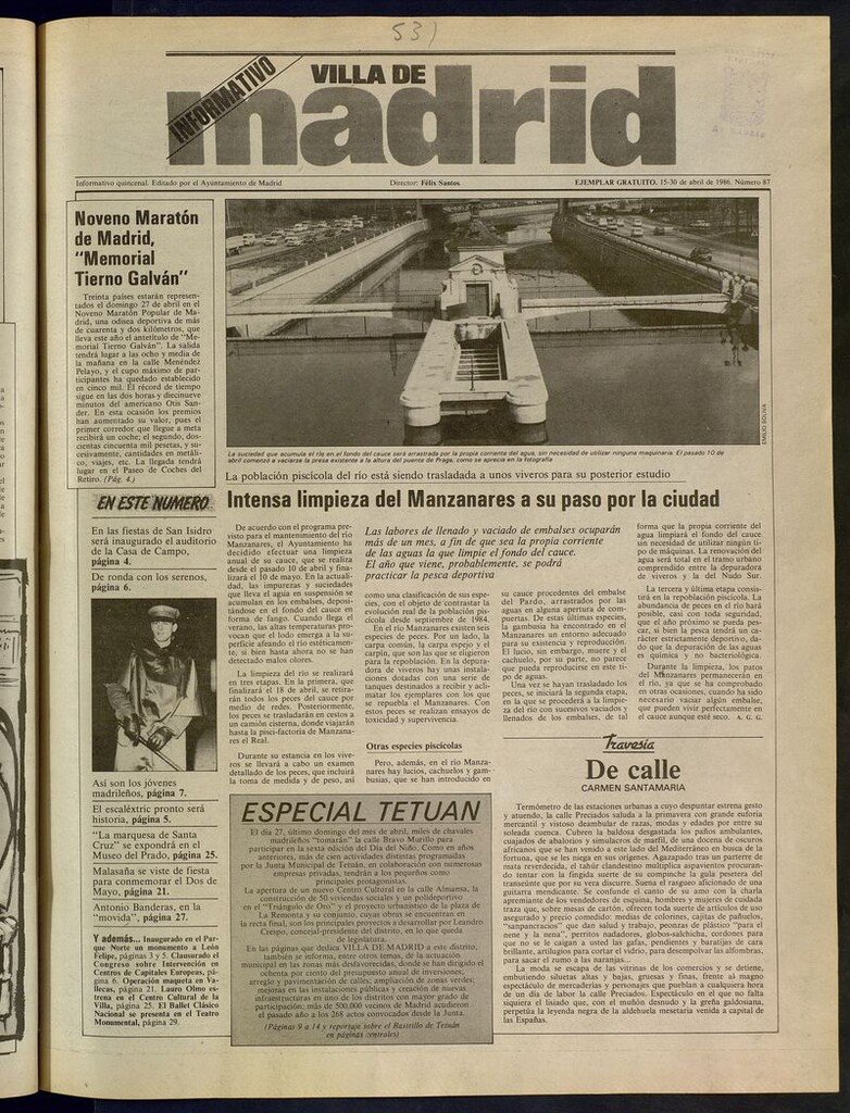 Miniatura de Villa de Madrid: informativo quincenal del 15 de abril de 1986. Número 87