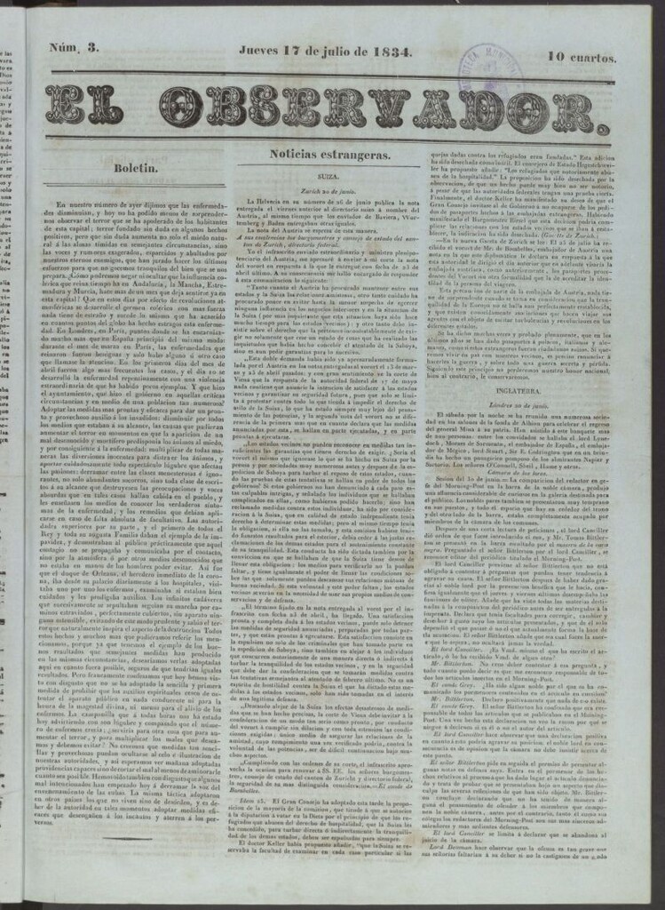 Miniatura de El Observador del 17 de julio de 1834
