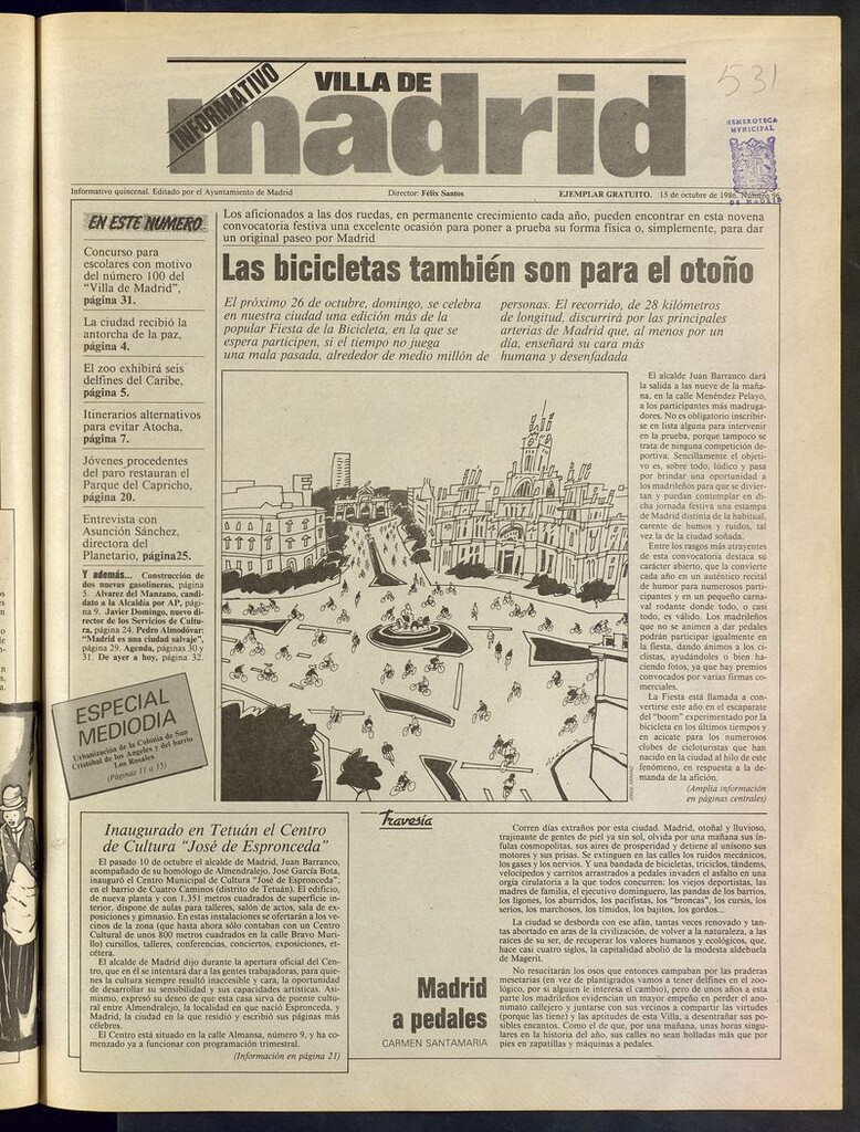 Miniatura de Villa de Madrid: informativo quincenal del 15 de octubre de 1986. Número 96