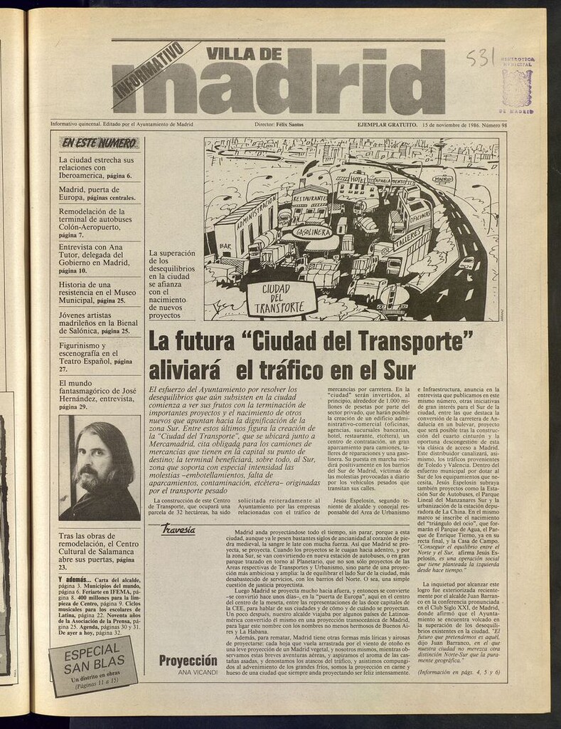Miniatura de Villa de Madrid: informativo quincenal del 15 de noviembre de 1986. Número 98