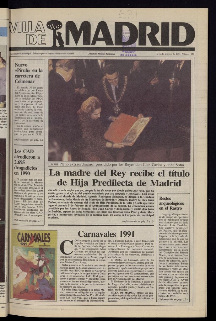 Miniatura de Villa de Madrid: informativo quincenal del 6 de febrero de 1991. Número 179