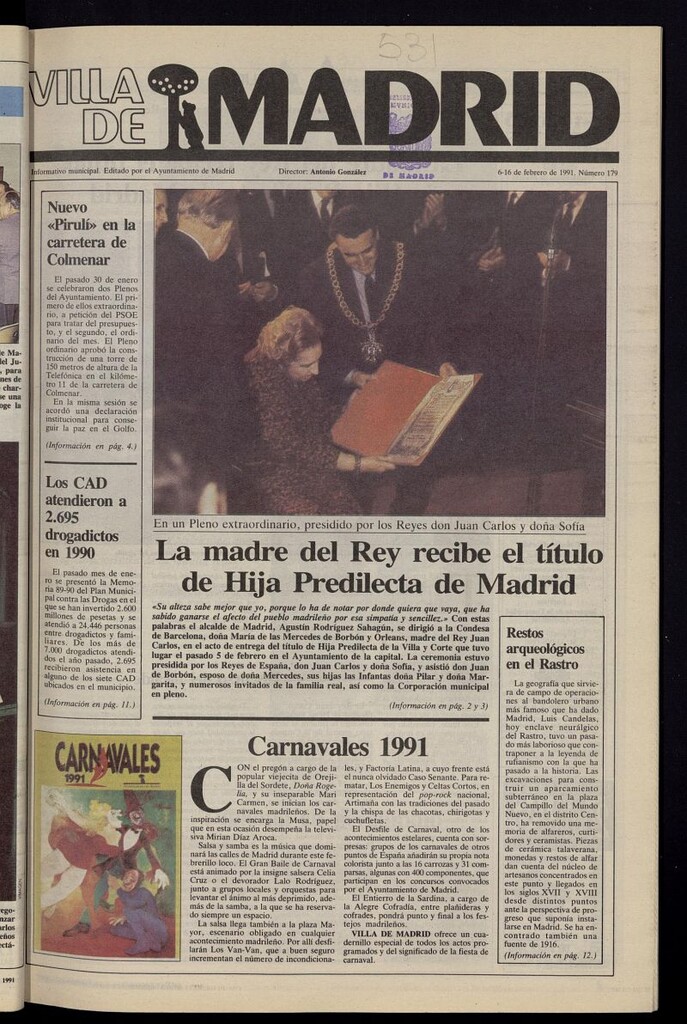 Miniatura de Villa de Madrid: informativo quincenal del 6 de febrero de 1991, nº 179
