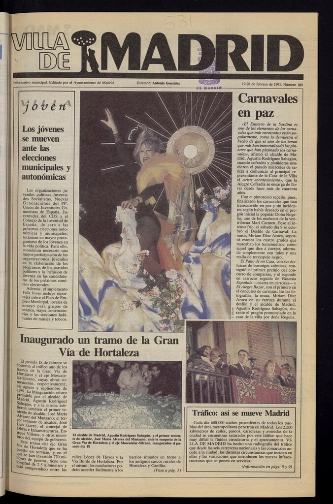 Miniatura de Villa de Madrid: informativo quincenal del 19 de febrero de 1991, nº 180