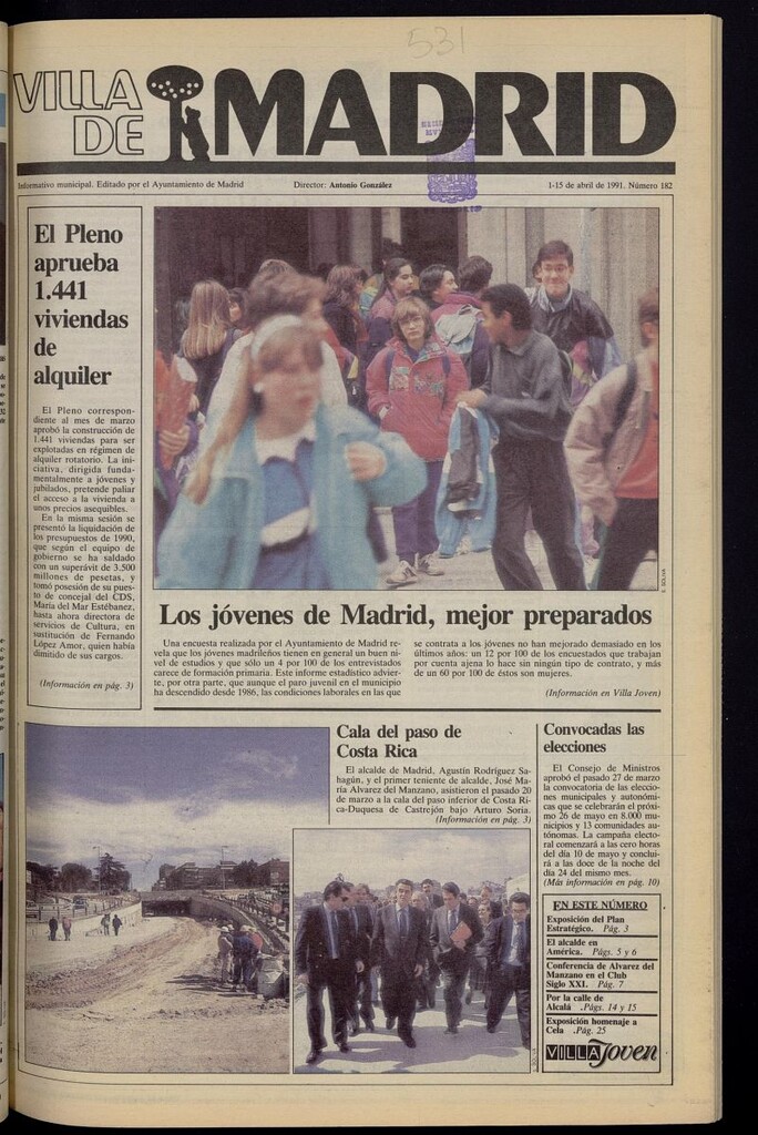 Miniatura de Villa de Madrid: informativo quincenal del 1 de abril de 1991, nº 182