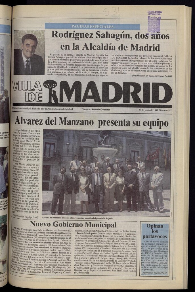 Miniatura de Villa de Madrid: informativo quincenal del 30 de junio de 1991, nº 187