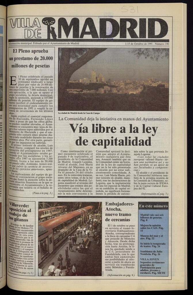 Miniatura de Villa de Madrid: informativo quincenal del 1 de octubre de 1991, nº 190