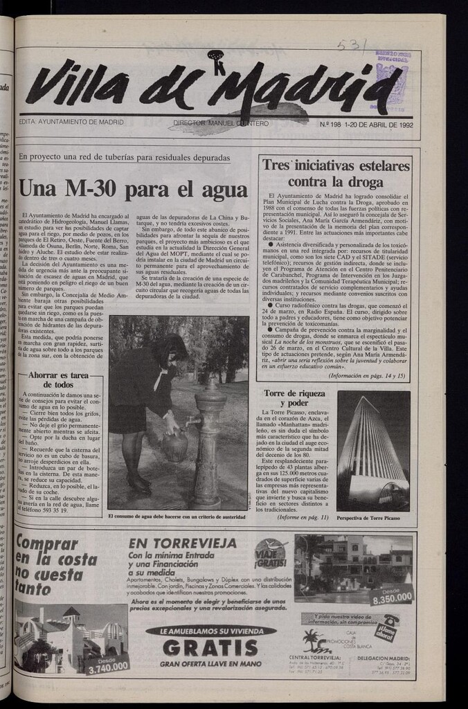 Miniatura de Villa de Madrid: informativo quincenal del 1 de abril de 1992, nº 198