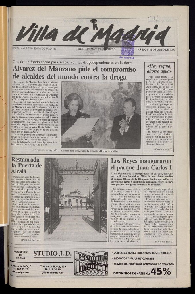 Miniatura de Villa de Madrid: informativo quincenal del 1 de junio de 1992, nº 200