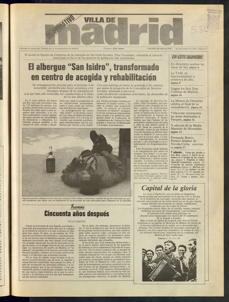 Miniatura de Villa de Madrid: informativo quincenal del 1 de noviembre de 1986. Número 97