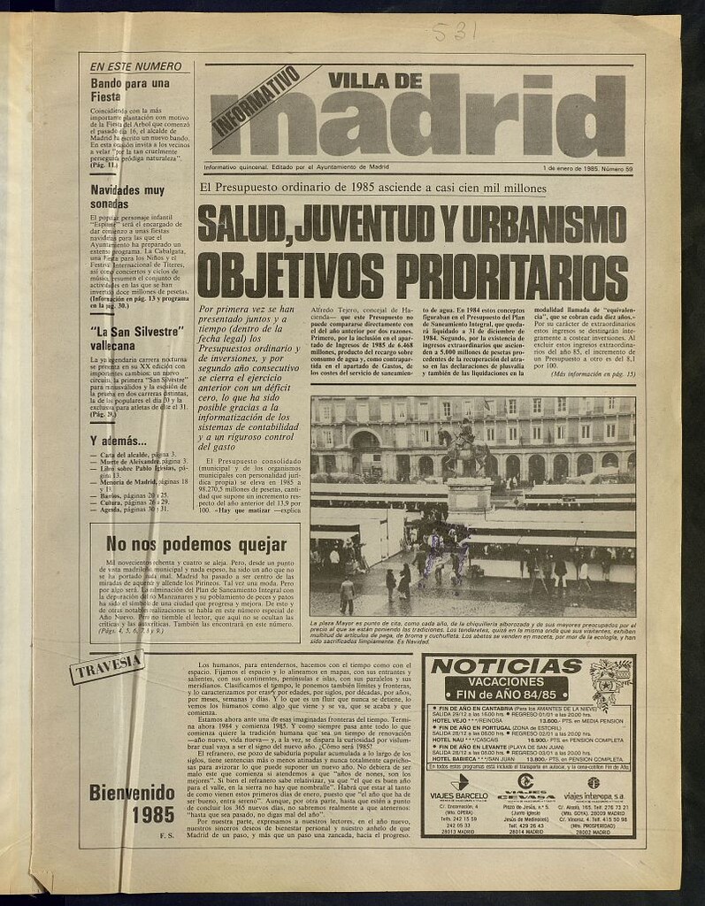 Miniatura de Villa de Madrid: informativo quincenal del 15 de enero de 1985, nº 60