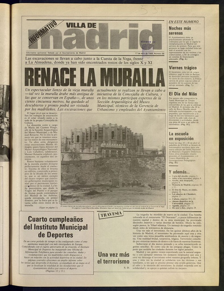 Miniatura de Villa de Madrid: informativo quincenal del 17 de abril de 1985, nº 66