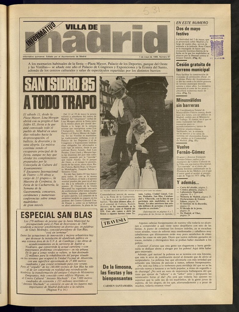 Miniatura de Villa de Madrid: informativo quincenal del 1 de mayo de 1985, nº 67