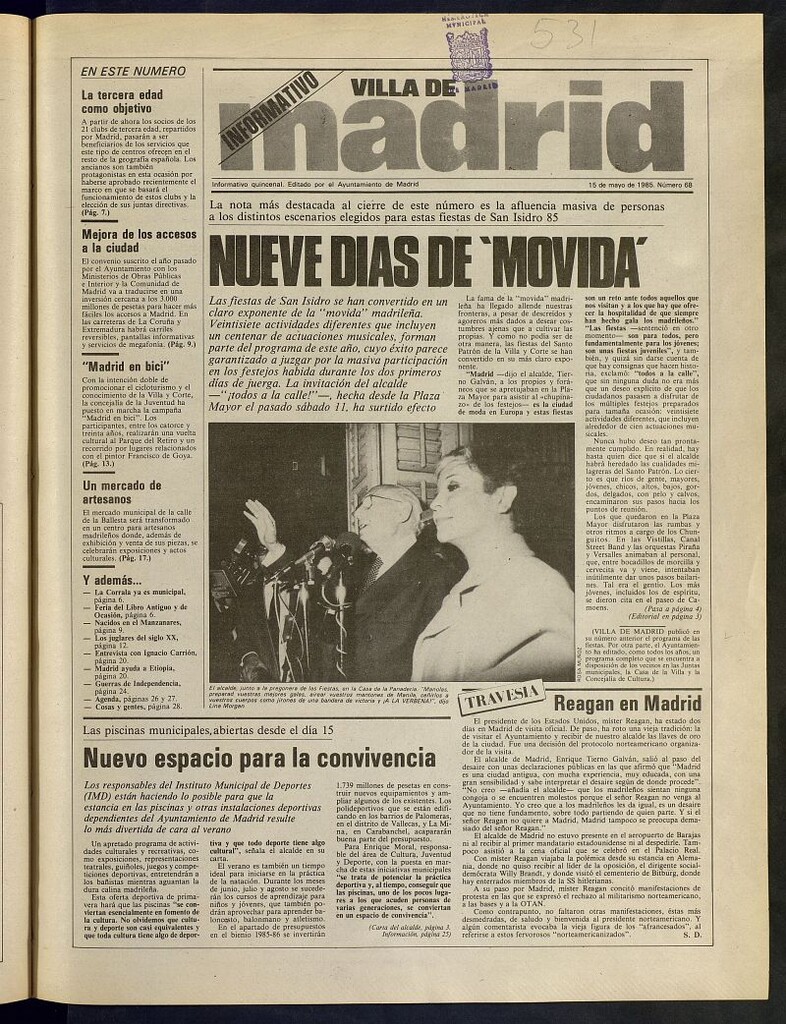 Miniatura de Villa de Madrid: informativo quincenal del 15 de mayo de 1985, nº 68