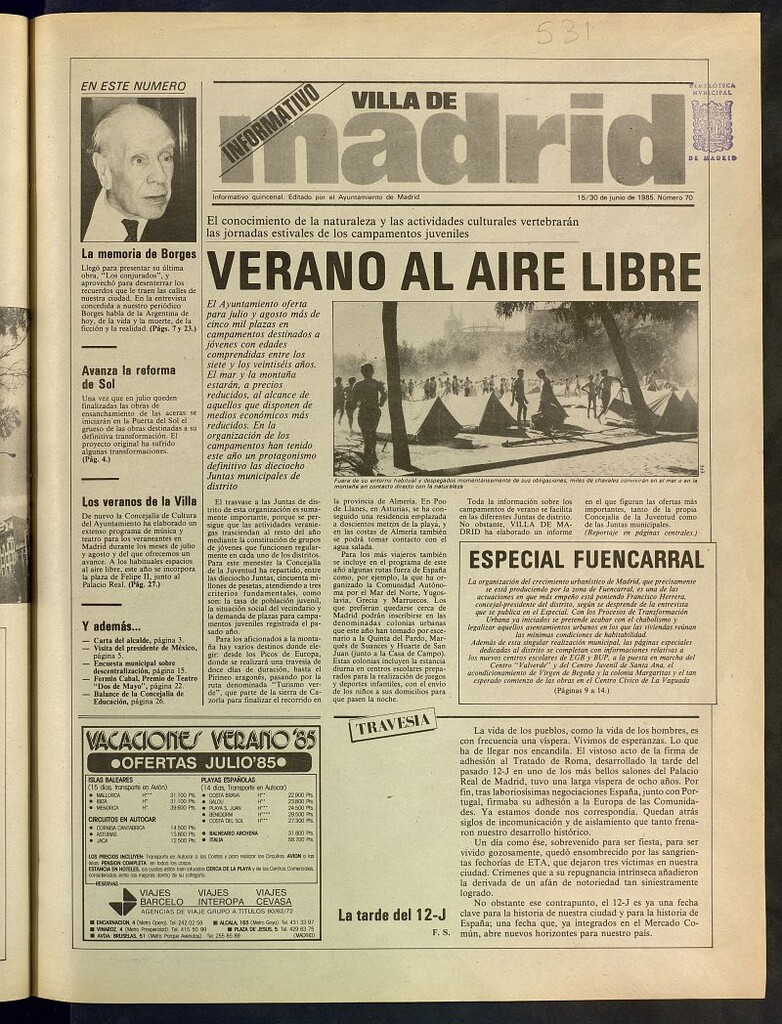 Miniatura de Villa de Madrid: informativo quincenal del 15 de junio de 1985, nº 70