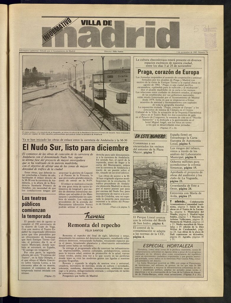 Miniatura de Villa de Madrid: informativo quincenal del 1 de noviembre de 1985, nº 76