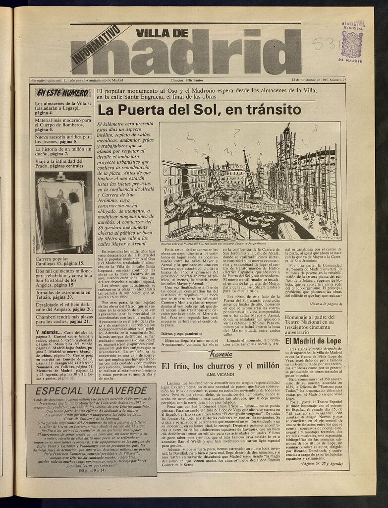Miniatura de Villa de Madrid: informativo quincenal del 18 de noviembre de 1985, nº 77