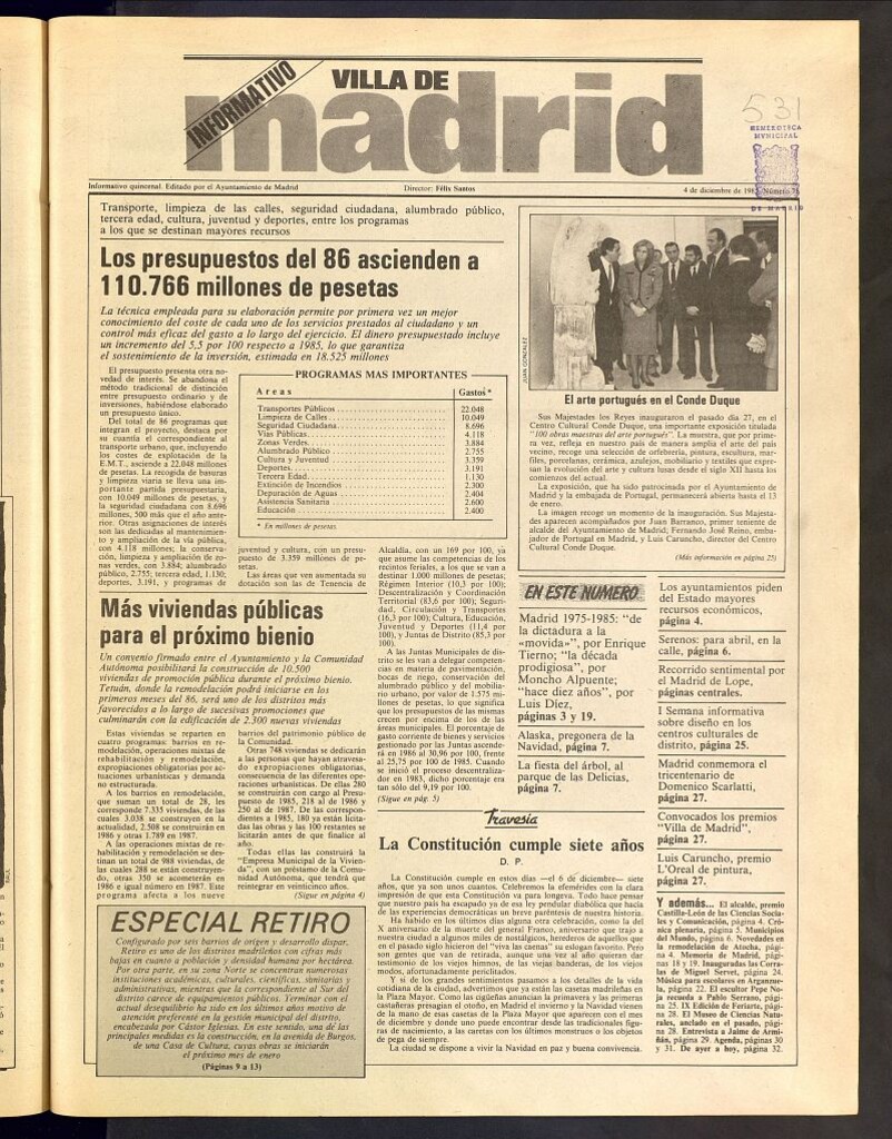 Miniatura de Villa de Madrid: informativo quincenal del 4 de diciembre de 1985, nº 78