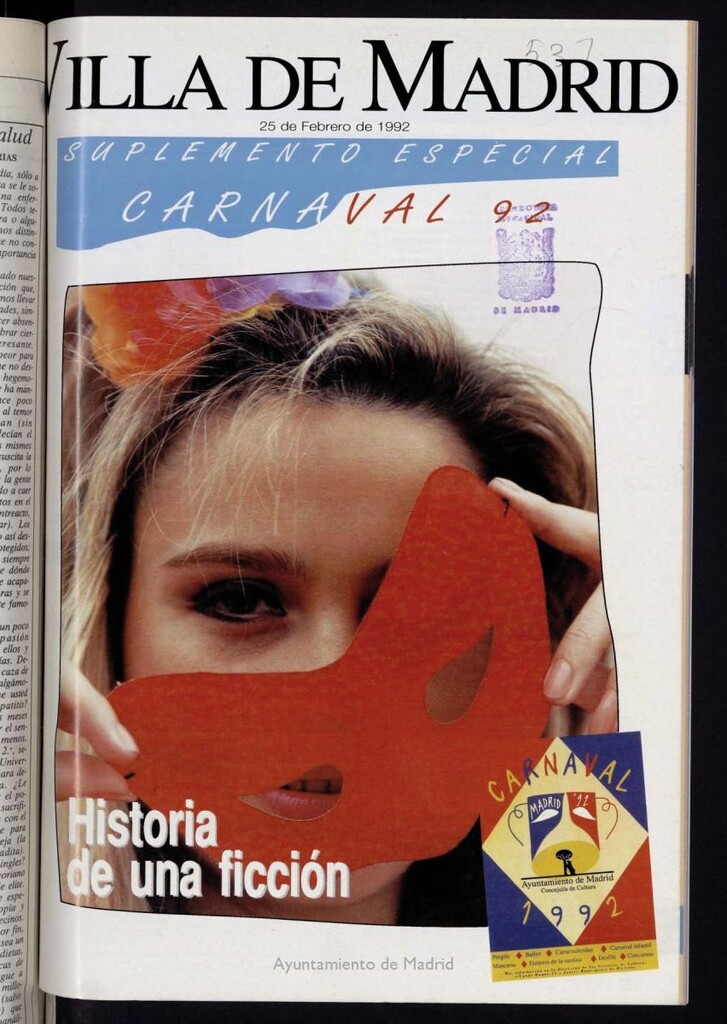 Miniatura de Villa de Madrid: informativo quincenal de febrero de 1992. Suplemento Especial Carnaval 1992