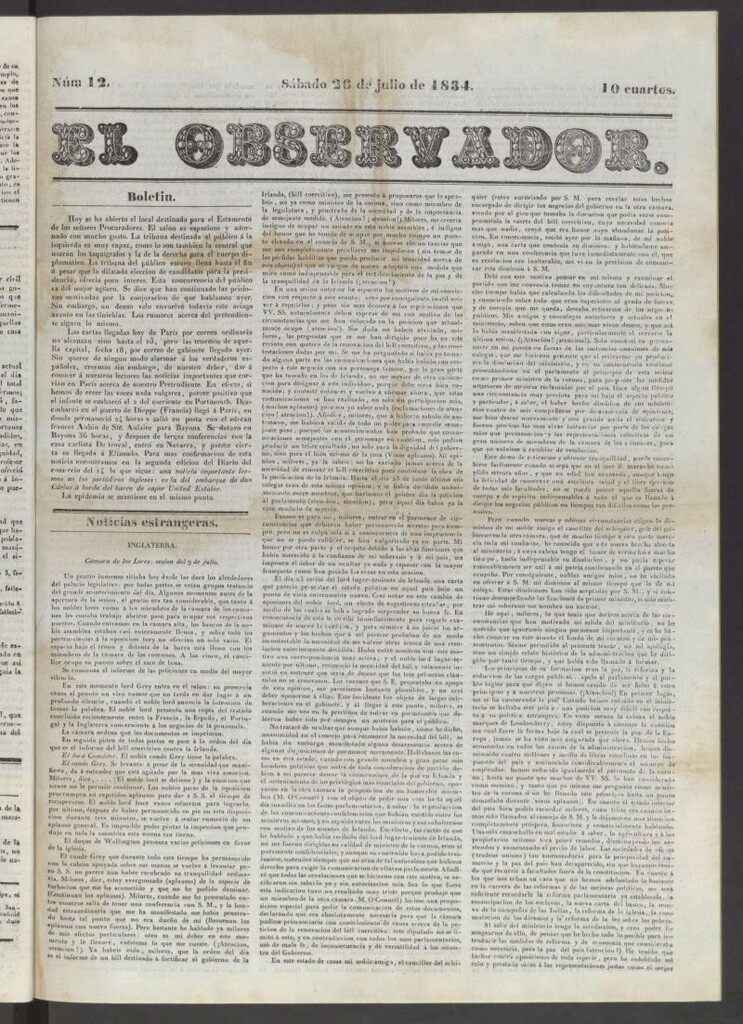 Miniatura de El Observador del 26 de julio de 1834