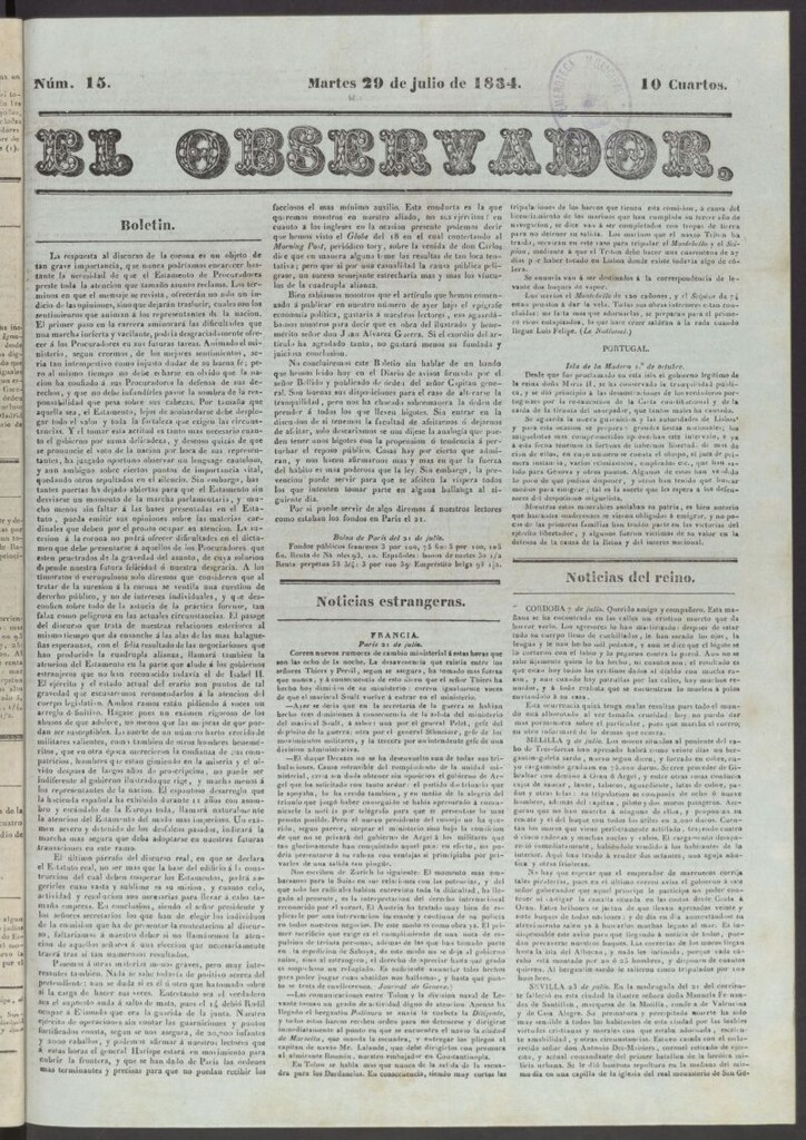 Miniatura de El Observador del 29 de julio de 1834