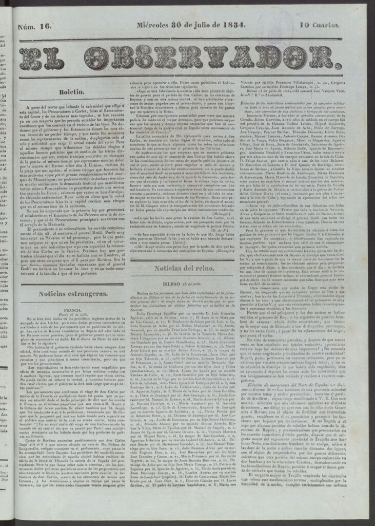 Miniatura de El Observador del 30 de julio de 1834