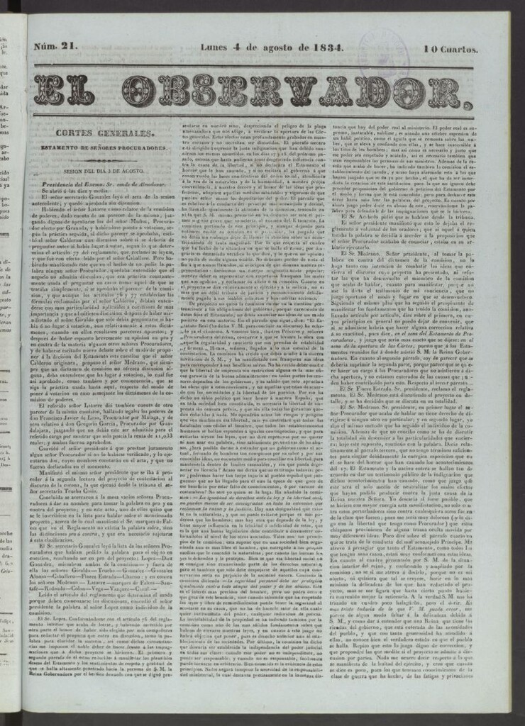 Miniatura de El Observador del 4 de agosto de 1834