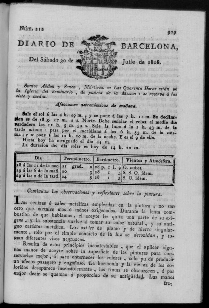 Miniatura de Diario de Barcelona del sábado 30 de julio de 1808