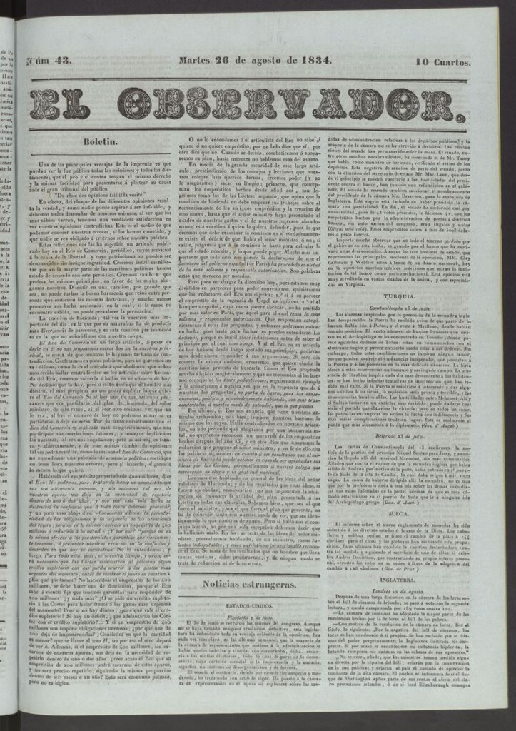 Miniatura de El Observador del 26 de agosto de 1834