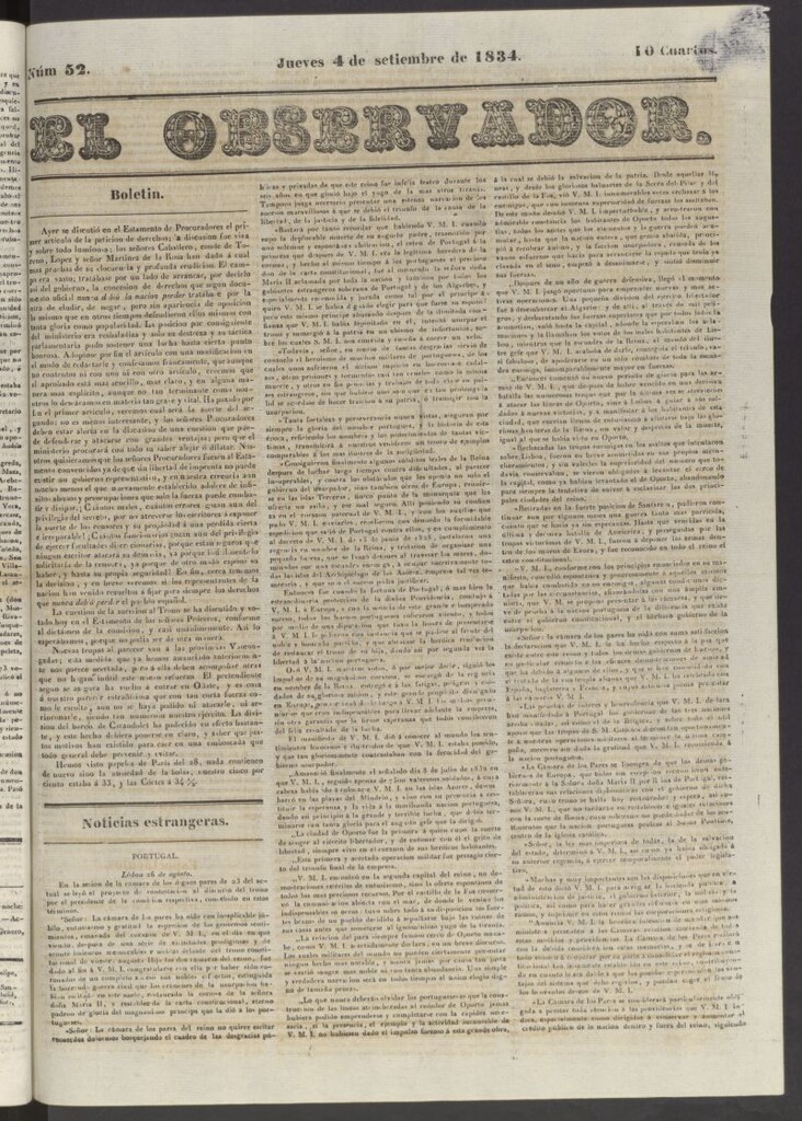 Miniatura de El Observador del 4 de septiembre de 1834